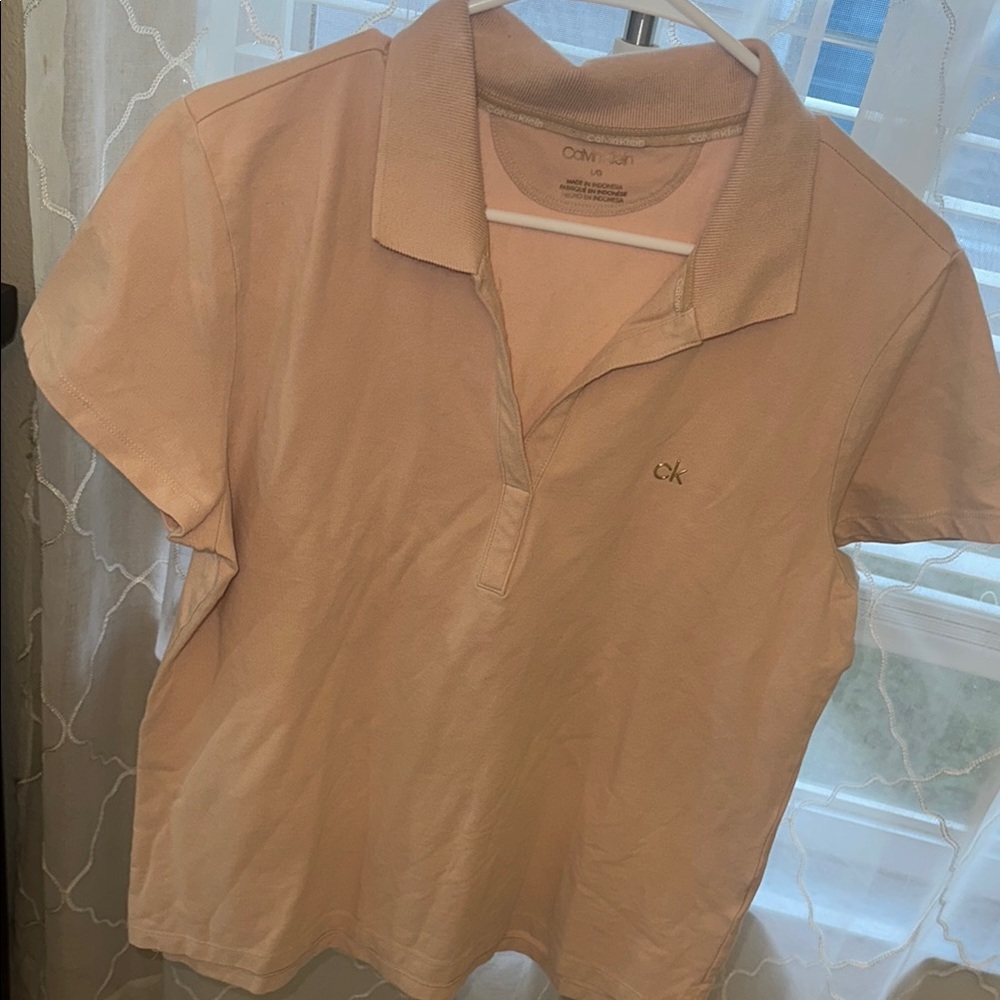 Calvin Klein Orange Fitted Button Down Shirt